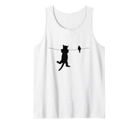 Silueta pájaro Gato Alambre peores Enemigos Mejores Amigos Camiseta sin Mangas