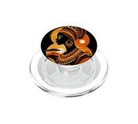 Silueta Reina Africana Atardecer Retrato Tribal PopSockets PopGrip para MagSafe