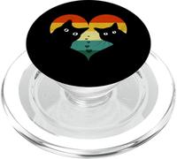 Silueta Retro de Dos Gatos Negros Dentro de una Forma de corazón Rosa PopSockets PopGrip para MagSafe