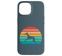 Silueta Retro del Galgo Italiano al Atardecer Carcasa para iPhone 15