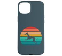 Silueta Retro del Galgo Italiano al Atardecer Carcasa para iPhone 15 Plus