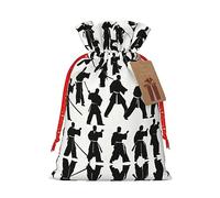 Siluetas de artes marciales bolsas de regalo de tela con cordón, bolsas de regalo festivas para el hogar y la oficina celebraciones