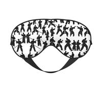 Siluetas de artes marciales con estampado de bloqueo, antifaz para dormir, suave, transpirable, para dormir, viajes, siesta en casa