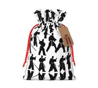 Siluetas de artes marciales estampadas elegantes bolsas con cordón, bolsas de regalo reutilizables con cordón, perfectas para vacaciones y fiestas