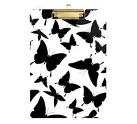 Siluetas de mariposa negra, portapapeles de trabajo para mujeres, dibujo, 12 x 9 pulgadas, tableros acrílicos personalizados para oficina, escuela de enfermería, color plateado