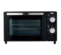 Silva Schneider MB 1000 Mini horno, 10 L, color negro, 650 W, ajuste de temperatura de 100 a 230 °C, temporizador con señal final, elemento calefactor de cuarzo, puerta de cristal doble, con placa