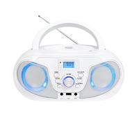 Silva Schneider MPC 25.4 USB - Reproductor de CD portátil con Radio FM, USB para MP3, AUX y Conector para Auriculares, Pantalla LCD, 40 W p.m.p.o., alimentación/batería, Color Blanco