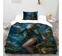 Silvano Reina Hechicera Juego De Ropa De Cama Estampado 3D Fantasía Microfibra Antialérgica con Cremallera Oculta para Niños,Niñas,Adolescentes Tamaño Single(135x200cm)
