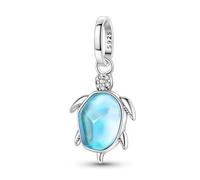 SILVARU Charms dijes Colgantes para pulseras pendientes collar compatible con pulseras Pandora Plata de Ley 925 con circonita cúbica para mujer madre niña (Tortuga azul)