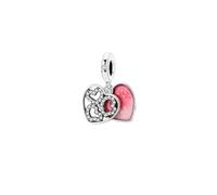 SILVARU Charms dijes Colgantes para pulseras pendientes collar compatible con pulseras Pandora Plata de Ley 925 con circonita cúbica para mujer madre niña (Corazón)