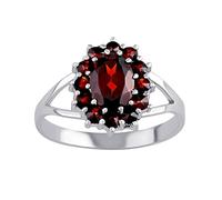SILVEGO Anillo para mujer de plata de ley 925 con granate auténtico, SILVEGOB280001, Plata de ley, Granate