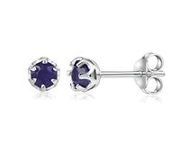 SILVEGO - JJJ1032SA - Pendientes de Plata 925 con Zafiro Genuino 4 mm