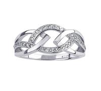 SILVEGO - JJJR0222 - Anillo para Mujer de Plata 925 con Circonita Cúbica Anillo Trenzado