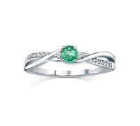 SILVEGO - JJJR1100ER - Anillo para Mujer de Plata 925 con Esmeralda Verde Genuina y Circonitas