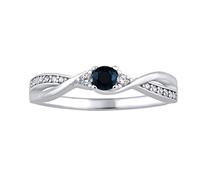 SILVEGO - JJJR1100SAP - Anillo para Mujer de Plata 925 con Zafiro Azul Oscuro Autentico