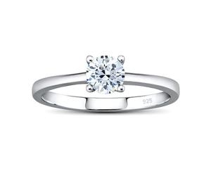 SILVEGO - JJJR2339sw -Anillo de Compromiso de Plata 925 con Swarovski Circonita