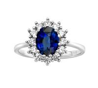 SILVEGO - JJJRK985 - Anillo para Mujer de Plata 925 con Zafiro Sintético Anillo de la Princesa Kate