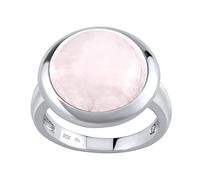 SILVEGO - JST11496RU - Anillo para Mujer de Plata 925 con Cuarzo Rosa Natural 15 mm
