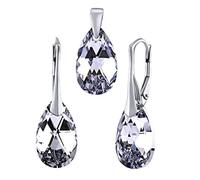 SILVEGO - Juego de Plata 925 con Swarovski® Cristal Gota Color Argent