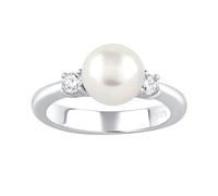 SILVEGO - LPS1496RW - Anillo para Mujer de Plata 925 con Perla Blanca Natural y Circonitas