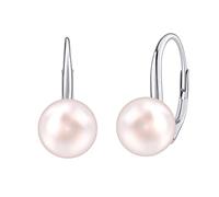 SILVEGO Pendientes para Mujer de Plata 925 con Perla Rosa Swarovski Crystals