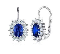 SILVEGO Pendientes para mujer de plata de ley 925 con circonita, rubí sintético, topacio y zafiro, Oro blanco Metal