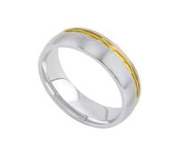 SILVEGO - RC2129 - Anillo de Boda para Mujer y Hombre de Acero Inoxidable Línea Bañada en Oro