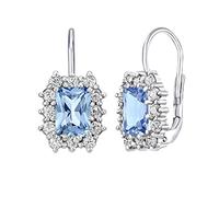 SILVEGO - SILVEGOB31757bt - Pendientes Plata 925 Topacio Azul Rectángulo Sintético
