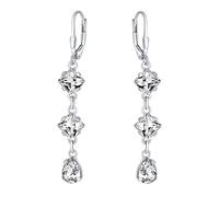 Silvego ZTE180226 Pendientes de Plata con Swarovski® Cristales Transparentes Largos 53 mm
