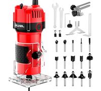 SILVEL - Enrutador de madera de 800 W para carpintería, herramienta de enrutador de madera de mano de 6,5 amperios y 1,25 CV, recortadora de borde compacto 30000R/MIN con juego de brocas de enrutador