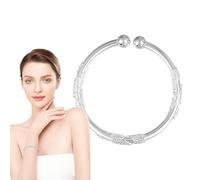 Silver Bangle Bracelets - 7x7x0.6cm Bracelet Classic Silver Charm Bracelet, Trendy Silvers Bangles,Ladies Jewelry Beaded Open Bracelets For Birthday Anniversaries Prom Date Travel Work
