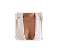 Silver Barra Colgante Collar De Oro En Capas Collar De Gargantilla En Forma De Y Collar Largo Y Lariat Collar De Cadena De Caída Collar De Círculo Vinculado Collar Simple Collar Grueso Mujeres