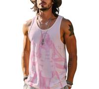 Silver Basic Alex-Andra KAY Camisa de Secado rápido sin Mangas para músculos de Verano para Hombres-Pink-L1