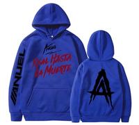 Silver Basic Anuel AA Impreso Sudadera con Capucha para Hombre Real hasta La Muerte Sudadera Rapero Anuel AA Support Ropa para Fans de la Música S,Azul B-1