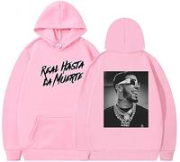 Silver Basic Anuel AA Sudadera con Capucha para Hombre Nuevo Album Real hasta La Muerte Ropa Sudadera Jersey Hip Hop para Fans de la Música M,Rosa B-1