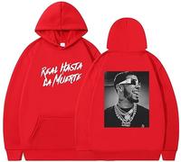 Silver Basic Anuel AA Sudadera con Capucha para Hombre Nuevo Album Real hasta La Muerte Ropa Sudadera Jersey Hip Hop para Fans de la Música 3XL,Rojo A-1