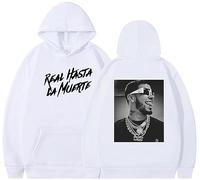 Silver Basic Anuel AA Sudadera con Capucha para Hombre Nuevo Album Real hasta La Muerte Ropa Sudadera Jersey Hip Hop para Fans de la Música S,Blanco-1