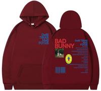 Silver Basic Bad Bunny Suéter Estampado con Letras Hip - Hop para Hombres-Winered-M1