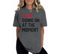 Silver Basic Camiseta A Lot Going On at The Moment para Mujer Camiseta de Manga Corta Country Music Y2K Camiseta de Verano S,Gris-1