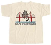 Silver Basic Camiseta con Dibujo de Gato atigrado sobre el Puente Golden Gate San Francisco-Beige-3XL1
