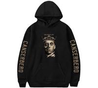 Silver Basic Cantante Sudadera Canserbero Vida Muerte para Hombre y Mujer Popular Rapero Hip Hop Nuevo álbum Muerte Logo Ropa para Fans de la Música S,Negro C-1