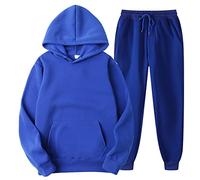 Silver Basic Chándal Liso para Niños y Niñas Sudadera y Pantalones de Forro Polar Cálido Conjunto de 2 Piezas Sudadera y Pantalones para Correr Traje Deportivo S,Azul-3
