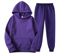 Silver Basic Chándal Liso para Niños y Niñas Sudadera y Pantalones de Forro Polar Cálido Conjunto de 2 Piezas Sudadera y Pantalones para Correr Traje Deportivo M,Morado-3