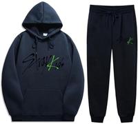 Silver Basic Chandal Stray Kids Sudadera y Pantalones para Hombre/Mujer Sudadera con Capucha con Estampado de Stray Kids para Fans de la Música S,Azul Oscuro-1