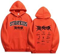 Silver Basic KPOP Stray Kids Sudadera con Capucha Rock Star para Mujer/Niñas 2023 Nuevo álbum de Música Sudadera Star para Fans de la Música S,Naranja-2