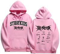 Silver Basic KPOP Stray Kids Sudadera con Capucha Rock Star para Mujer/Niñas 2023 Nuevo álbum de Música Sudadera Star para Fans de la Música M,Rosa-2