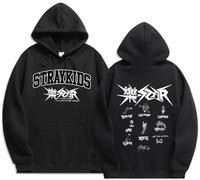 Silver Basic KPOP Stray Kids Sudadera con Capucha Rock Star para Mujer/Niñas 2023 Nuevo álbum de Música Sudadera Star para Fans de la Música XXL,Negro-2