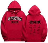 Silver Basic KPOP Stray Kids Sudadera con Capucha Rock Star para Mujer/Niñas 2023 Nuevo álbum de Música Sudadera Star para Fans de la Música XL,Rojo-2