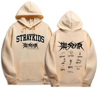 Silver Basic KPOP Stray Kids Sudadera con Capucha Rock Star para Mujer/Niñas 2023 Nuevo álbum de Música Sudadera Star para Fans de la Música M,Caqui-2