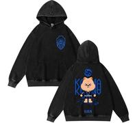 Silver Basic KPOP Stray-kkids Mujer Hombre HYUNJIN HAN Linda Sudadera Estampada con Capucha de Dibujos animados-Black7-S1